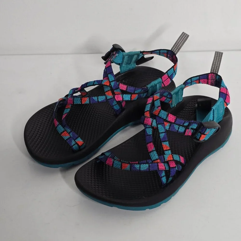 Chaco Big Kids ZX/1 EcoTread Break Teal Sandals Size 4 Adjustable Hiking Outdoor